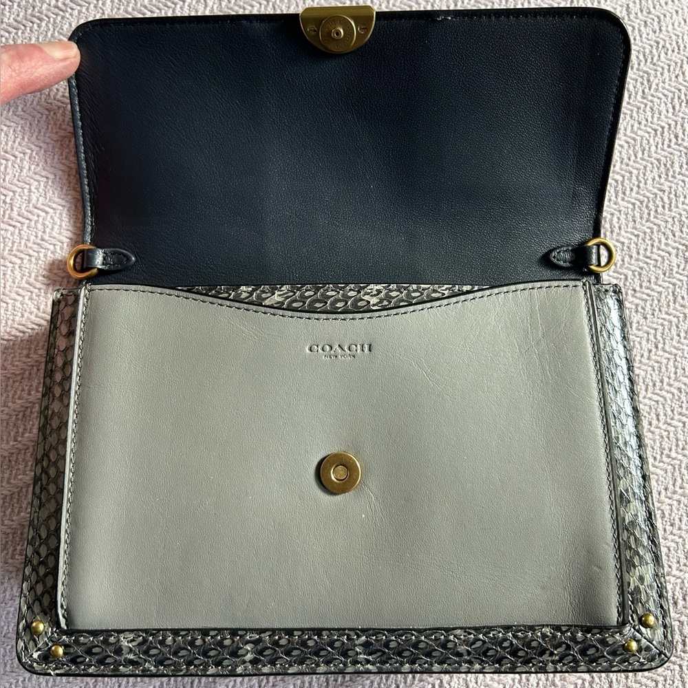 COACH Dreamer ColorBlock Snakeskin and Glovetanned Leather Convertible XBody - Picture 8 of 14